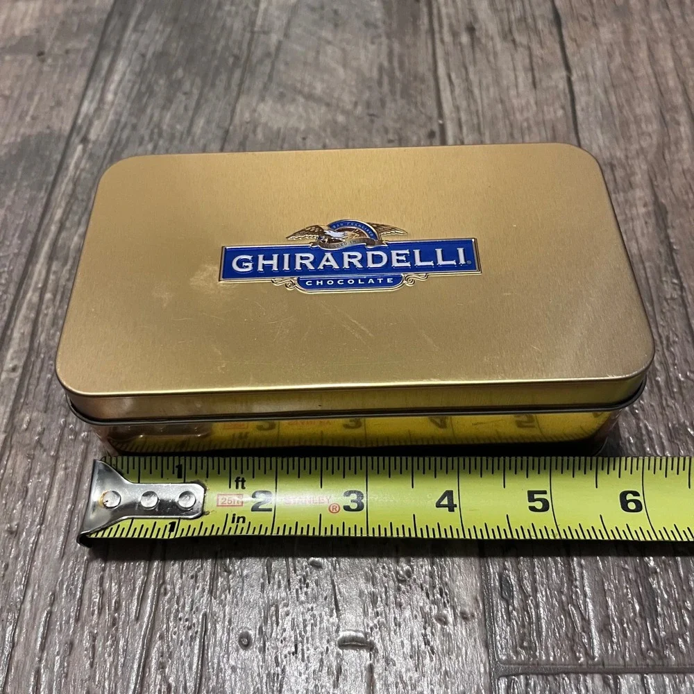 Ghirardelli‎ Chocolate Gold Metal Collectible Rectangular Storage Tin Empty